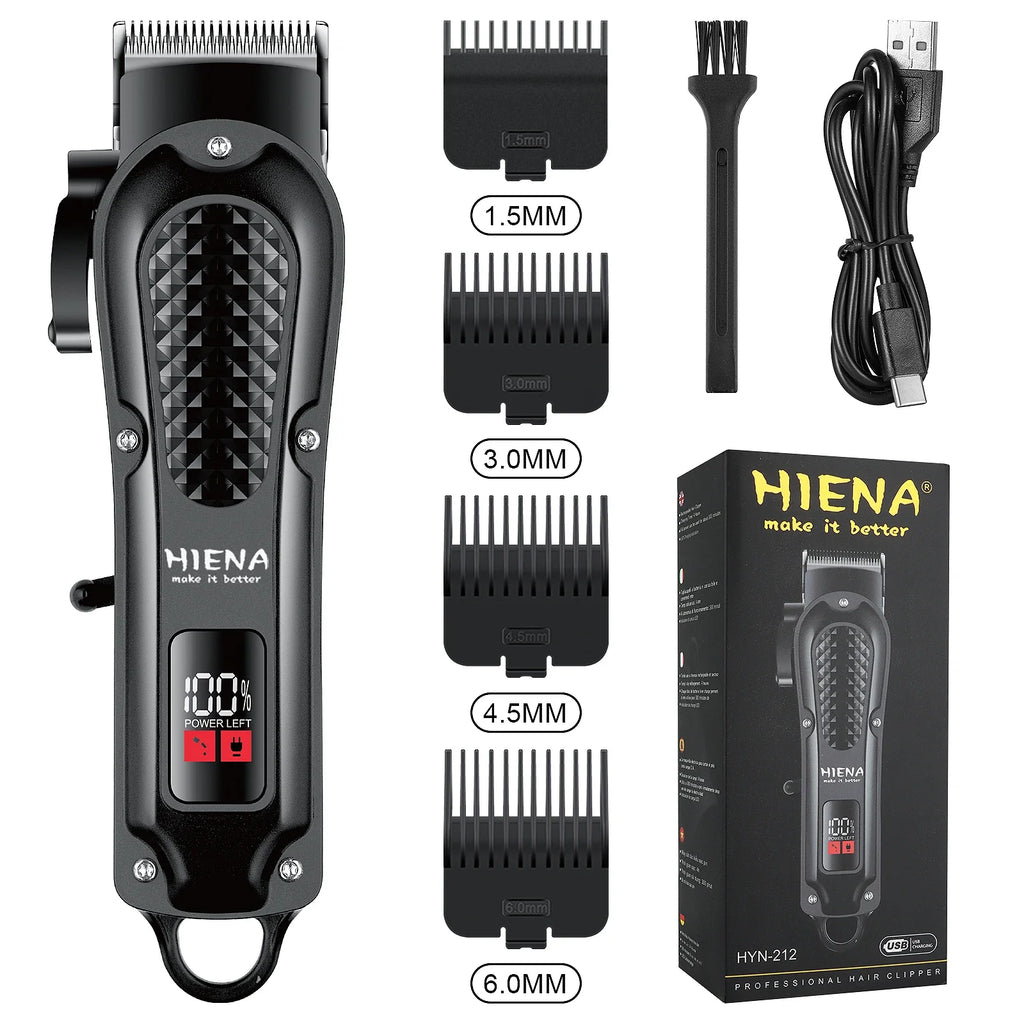 hiena 212 Professional Hair Cutter Mans Hair Clipper Set Metal Electric Cordless Hair Trimmer for Barber LCD Display Hair cutt
