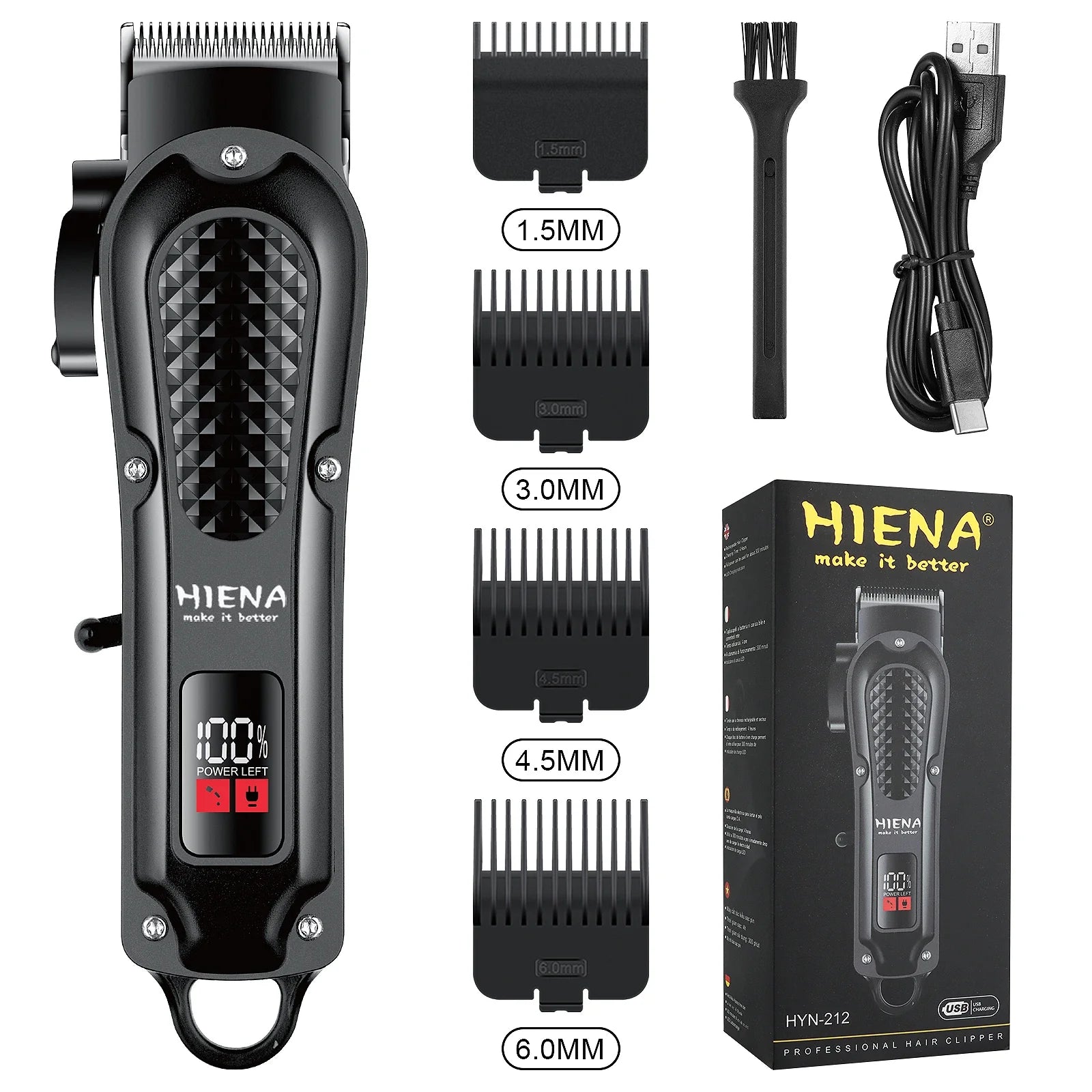 hiena 212 Professional Hair Cutter Mans Hair Clipper Set Metal Electric Cordless Hair Trimmer for Barber LCD Display Hair cutt