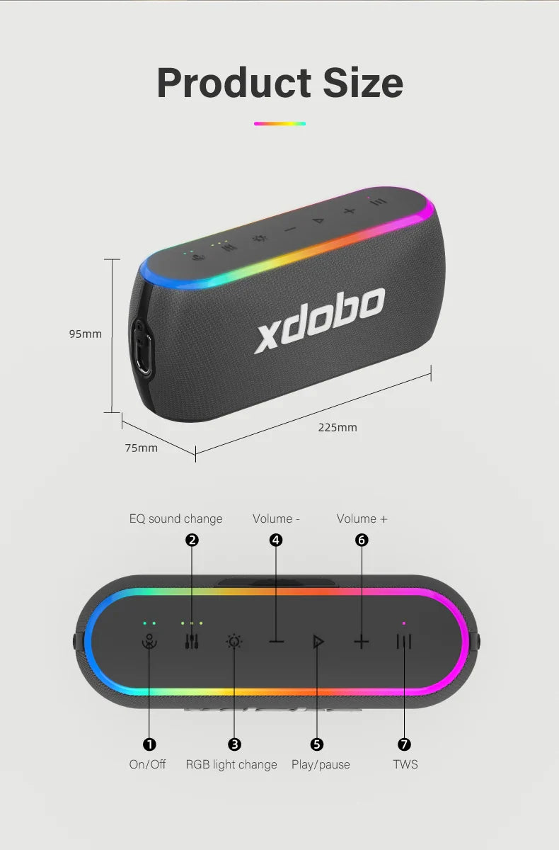 XDOBO X8 III Bluetooth Speaker Wireless Subwoofer 6600mAh 60W Powerful Deep Bass Power Bank Outdoor Party Hiking Music Fun