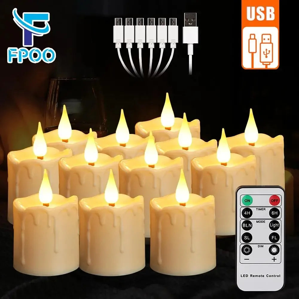 Rechargeable LED Candles Waterproof Flameless Candle with Remote Timer for Home Decor Holiday Wedding Day Tea Candle  Light