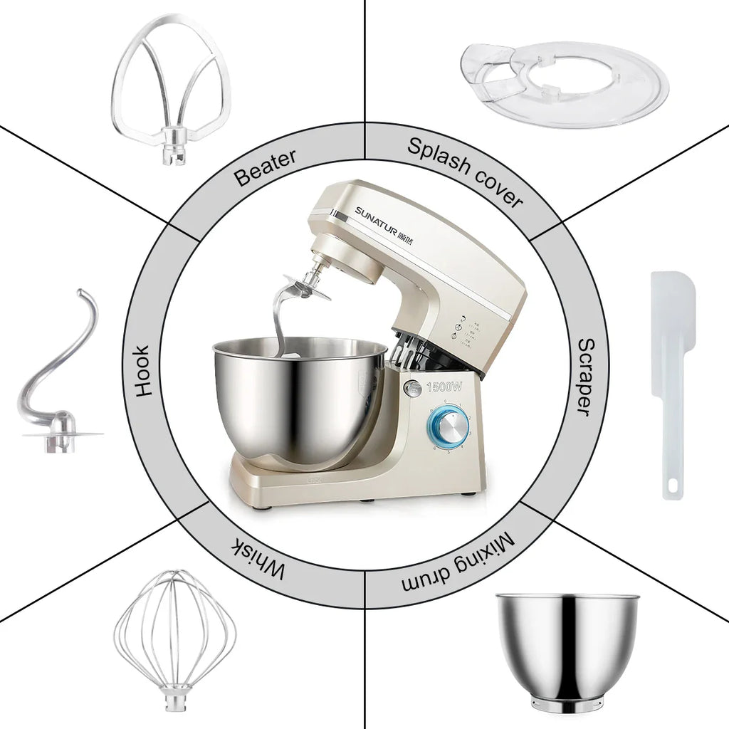 SUNATUR 8L Stand Mixer 1500w Electric Food Processor Commercial auto Dough Kneader planetary mixer Timed ferment Filling Mixer