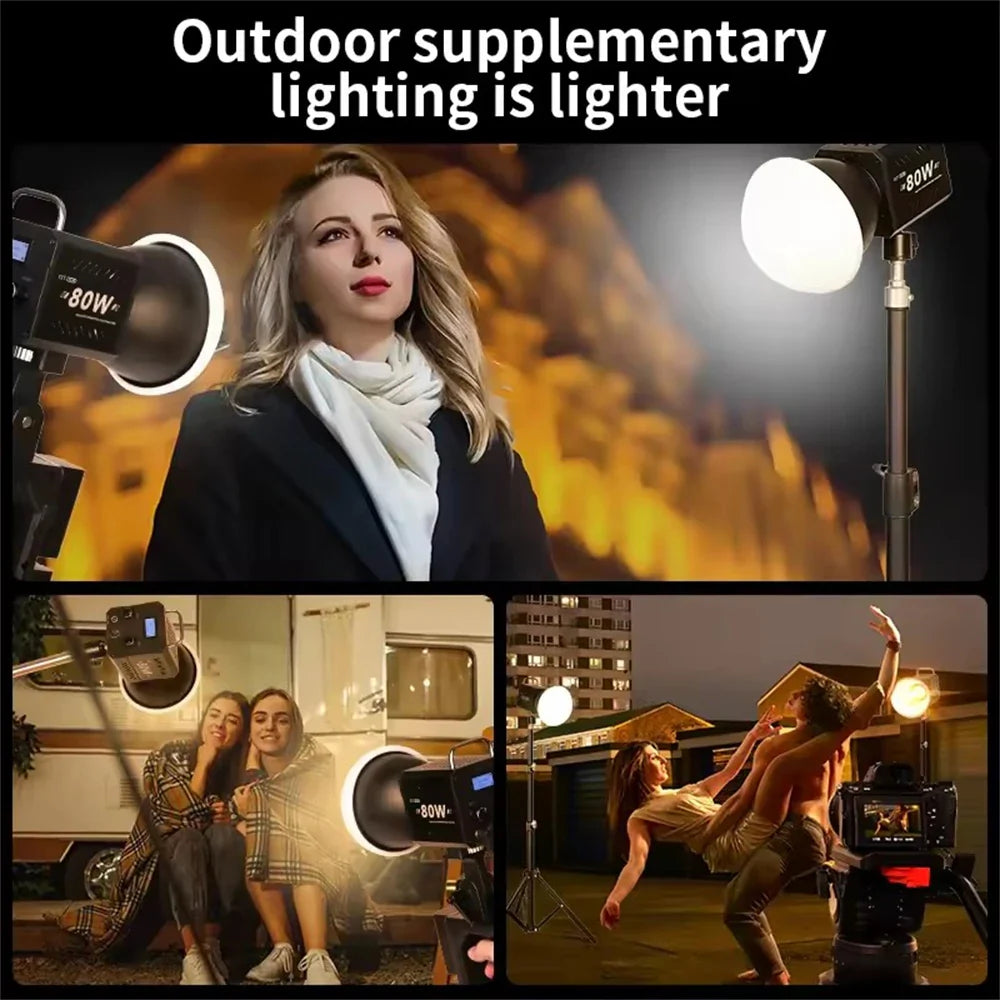 ZU80 COB Photo Studio Light Bi-Color 2500K-8500K LED Video Light CRI95+ TLCI97+ Photography Fill Lighting with Diffuser