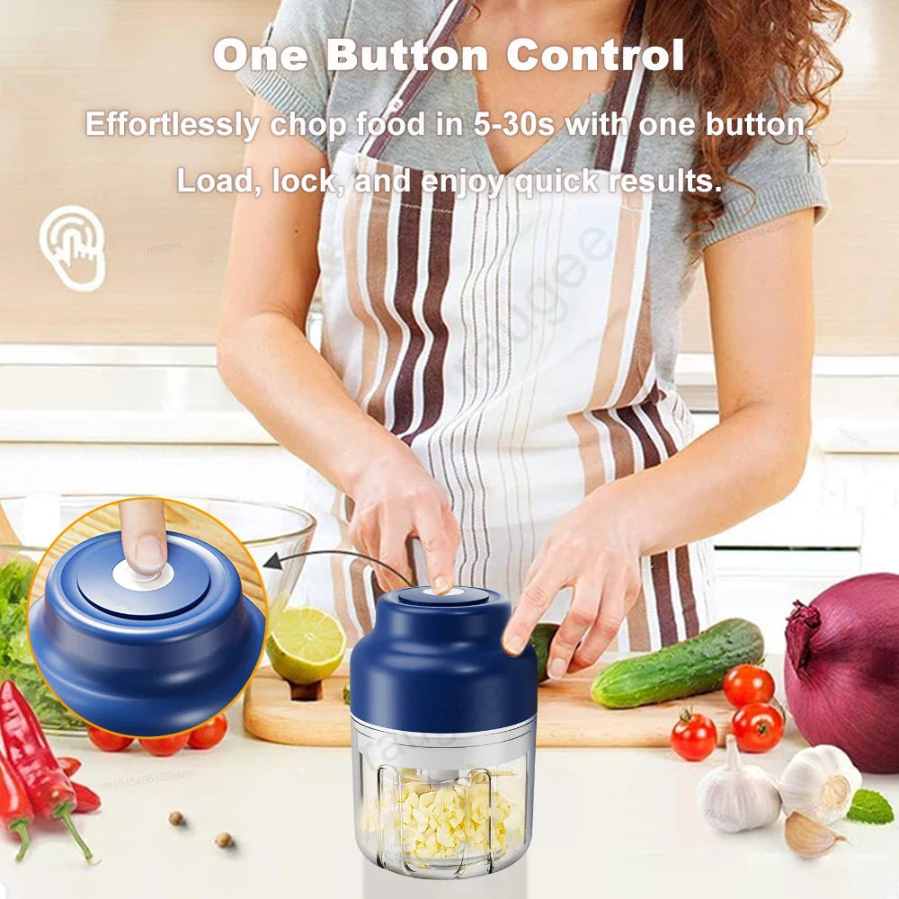 Electric Food Chopper Mini Garlic Masher Crusher for Kitchen Meat Grinder Vegetable Chopper USB Rechargeable Portable Chopper