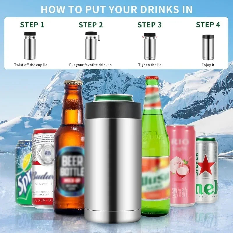 Stainless Steel Wine Bottle Refrigerator Can Double Wall Vacuum Insulated Beer Bottle Cooler Coke Refrigerator Can Bar Accessori
