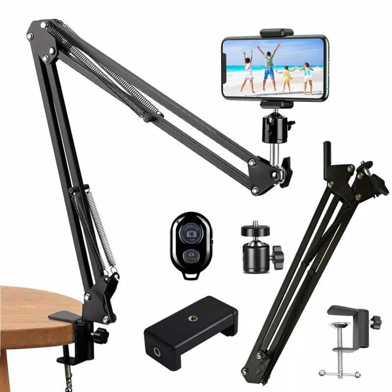 BSLIUFANG Flexible stand desktop bedside phone holder lazy person stand for tripod optional 360° rotating ball head and remote