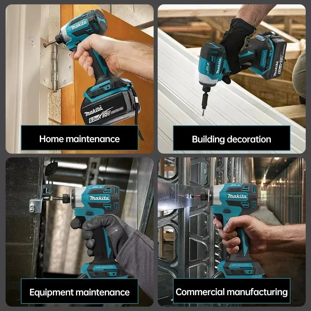Makita DTD173 18V LXT Cordless Impact Driver Brushless Electric Drill Screwdriver Wood/Bolt T1/T2-Mode Twin LED Light 180 N·m