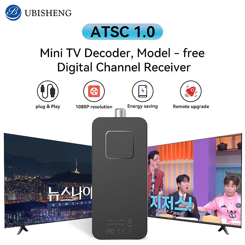 Mini Digital TV Converter Box HD FTA ATSC Tuner USB Multimedia PVR Recording EPG Hidden Behind TV Support Korea Canada Mexico US