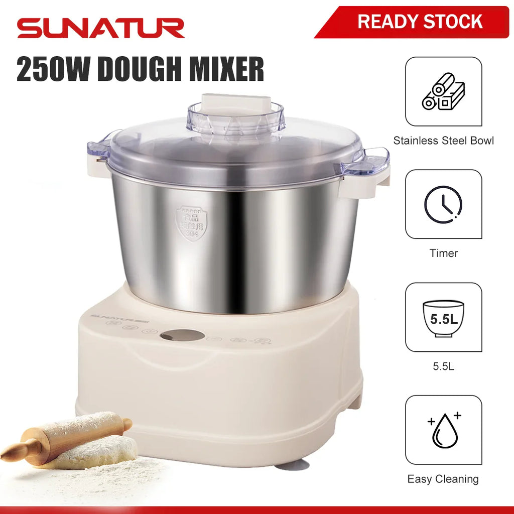 SUNATUR Dough Kneading Machine Household Stand Mixer with Chinese & Western Modes Timed Fermentation  Cream Whipping