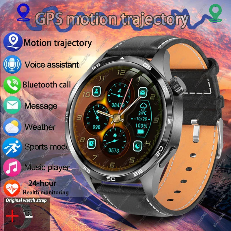 BOXUXING New Watch 5 Pro GPS NFC Men 100+sport Smart Watch AMOLED Screen Heart rate Bluetooth Call IP67Waterproof Man Smartwatch