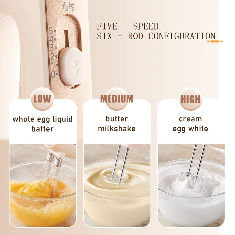 SUNATUR 3 in 1 Electric Handheld Blender 300W Egg Beater Cream Whipper Portable Mixer with Storage Base Kitchen Appliance