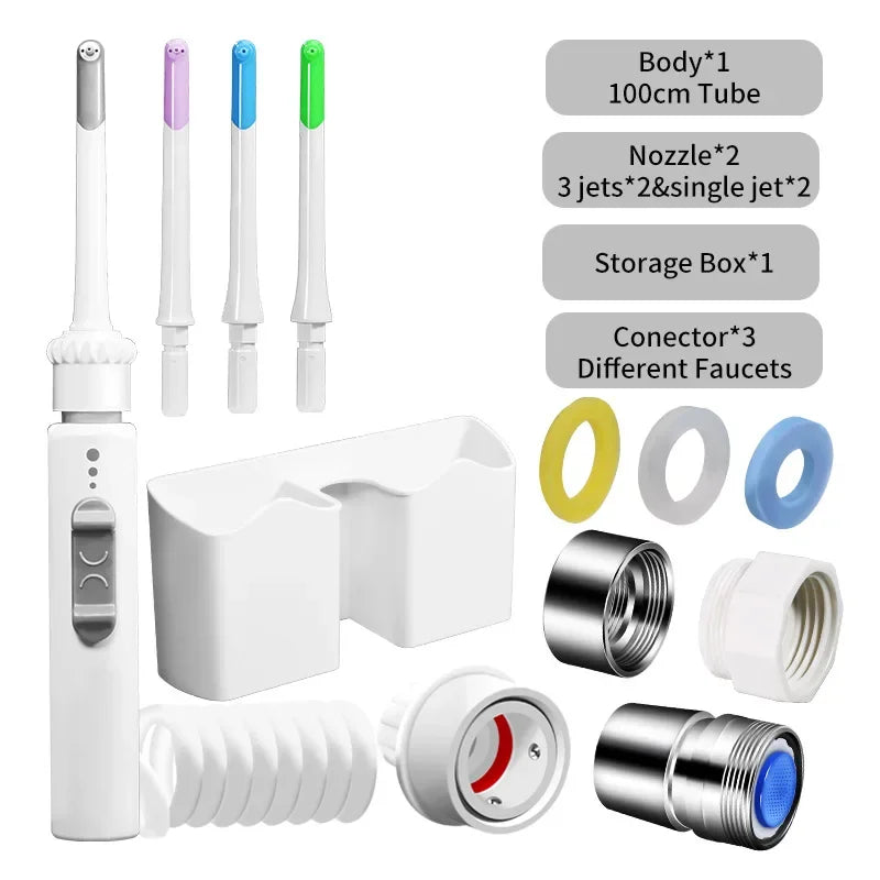 New Faucet Oral Irrigator Portable Teeth Cleaner Dental Water Flosser Pressure Adjustable Water Pick Jet Flossing No Need Charge