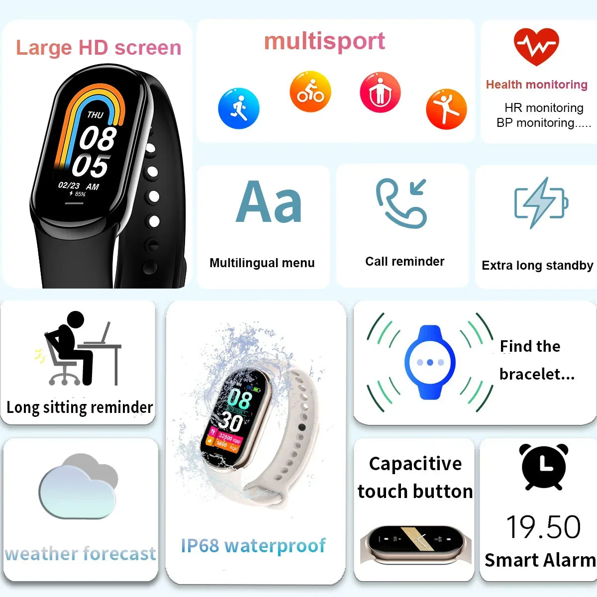 New M8 Smart Watch Men Women Fitness Sports Smart Band Fitpro Version Bluetooth Music Heart Rate Take Pictures Smartwatch Band