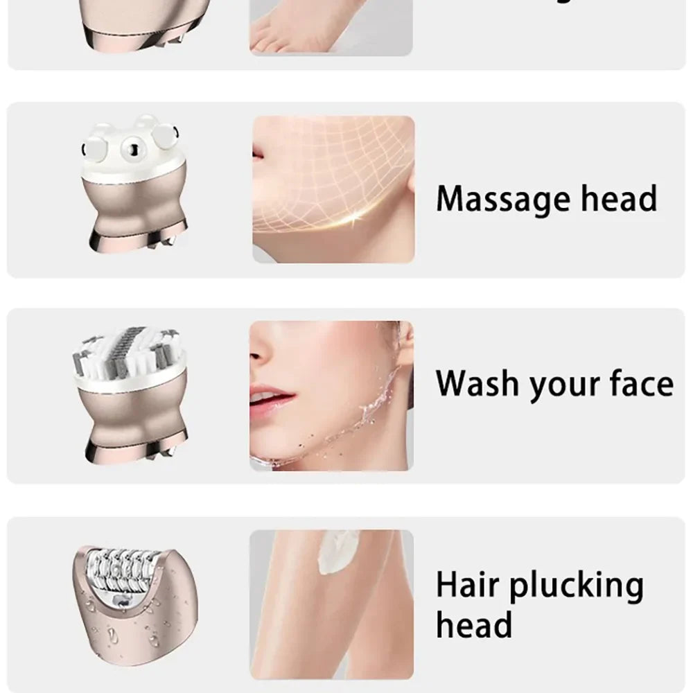 Kemei Bikini Armpit Hair Trimmer Pedicure Electric Razors Body Exfoliator 6 in 1 Epilator Pubic Hair Removal Shaver for Women