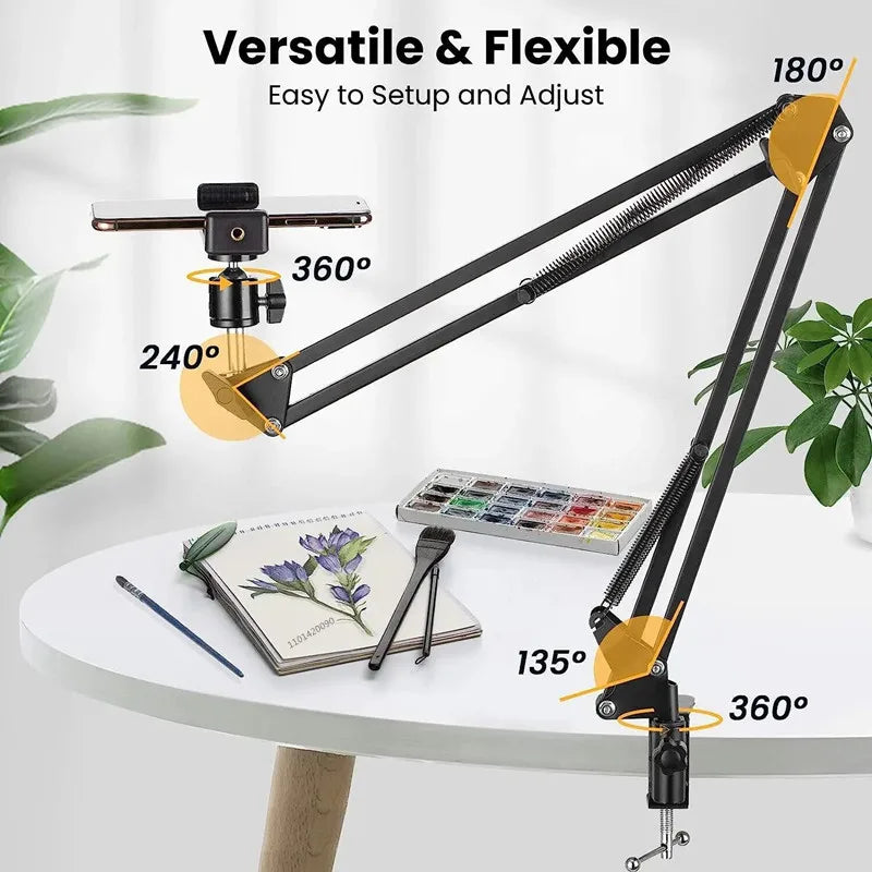 BSLIUFANG Flexible stand desktop bedside phone holder lazy person stand for tripod optional 360° rotating ball head and remote