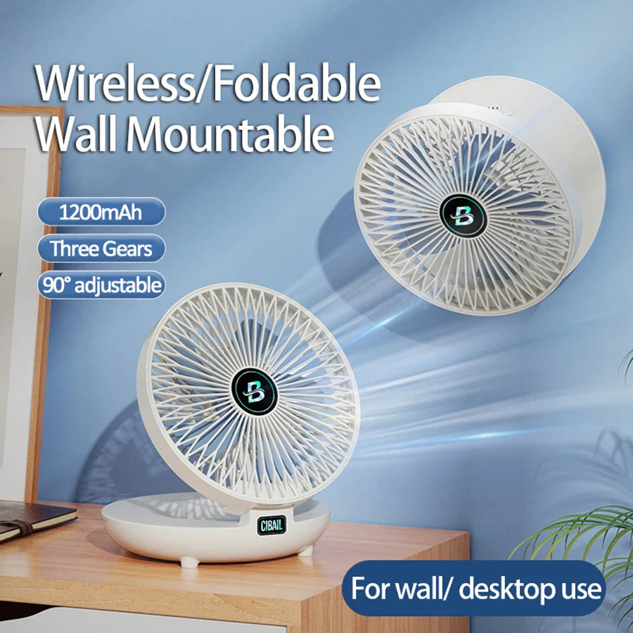 2024 the Most Popular 2IN1 Portable Fan Air Conditioner Wall Mounted Fan Rechargeable Folding Fan With 3 Gears for Home Office