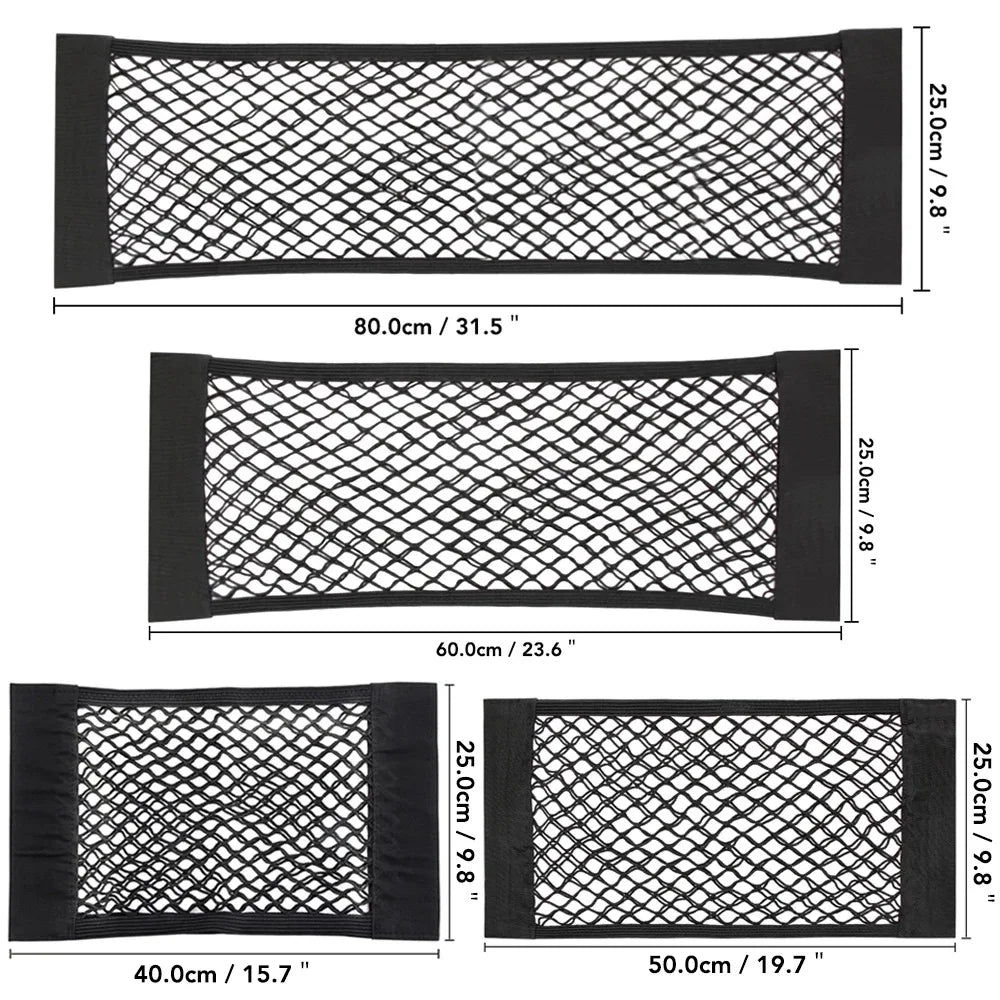 1Pc Car Back Rear Mesh Trunk Seat Elastic String Net  Universal Storage Bag Pocket Cage Auto Organizer Seat Back Bag
