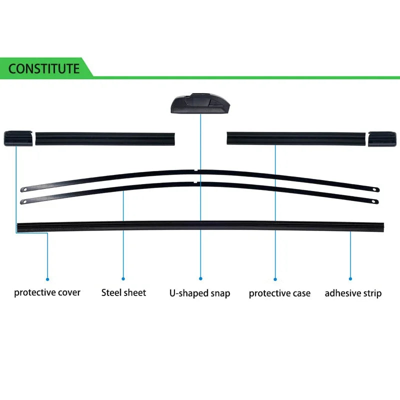 Car Windshield Wiper U-type Soft Rubber Boneless Wiper HD Quiet Durable Automotive Wiper  14" 16" 17" 18" 19" 20" 21" 22" 24"