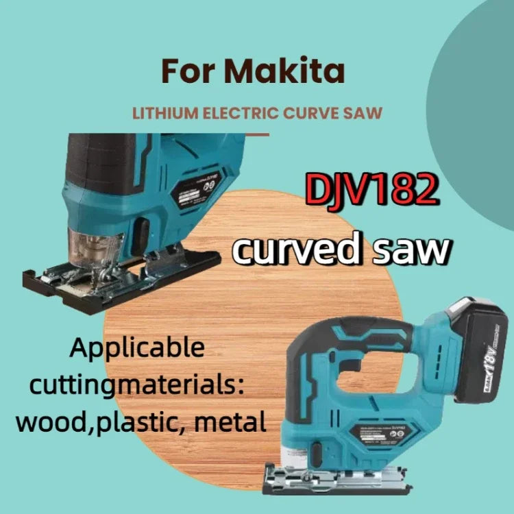 Makita DJV182 Cordless Jigsaw:18V,300W,0-2700rpm,80mm Travel,±45° Cutting,For Wood/Plastic/Metal Cutting Tasks
