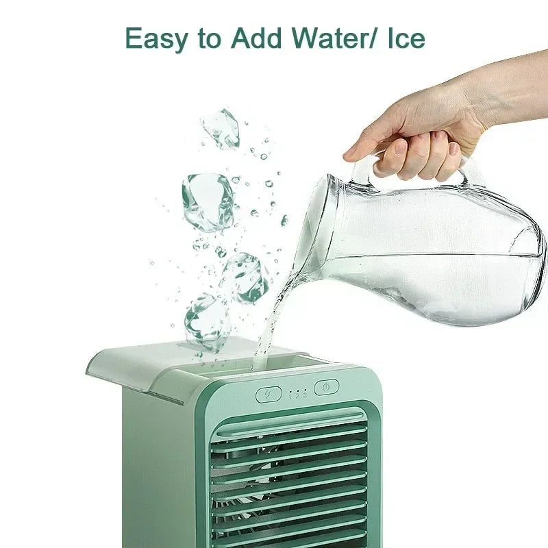 Portable Air Conditioner Fan USB Desktop Fan Rechargeable Mini Air Humidifier Cooler Table Cooling Mist Fan for Office Home