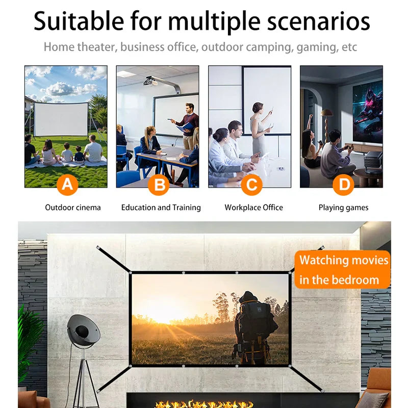Extended soft screen 60 inches/72 inches/84 inches/100 inches/120 inches/150 inches. Multiple sizes to choose from.