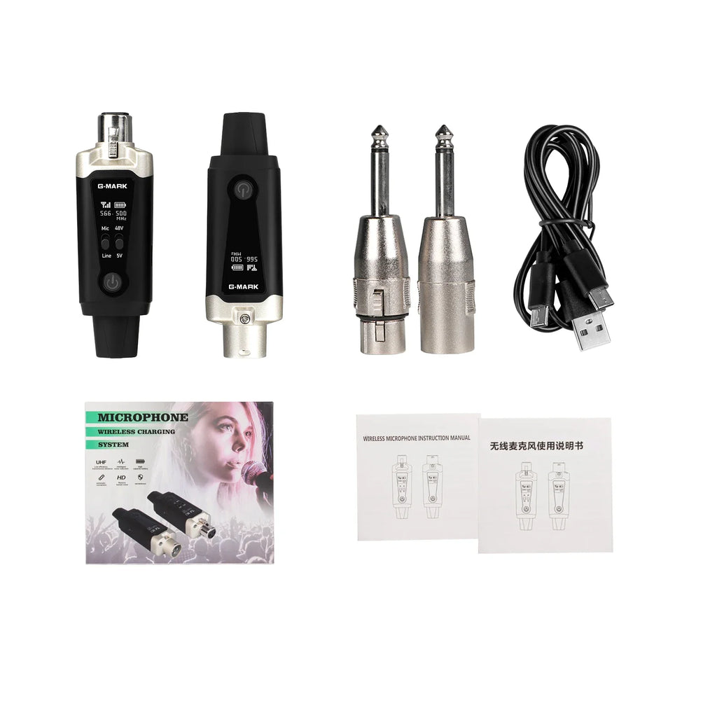 Wireless Microphone System G-MARK GX1.1 UHF XLR Adapter 16 Channels Audio Transmitter And Receiver For 48V Phantom Power Condens