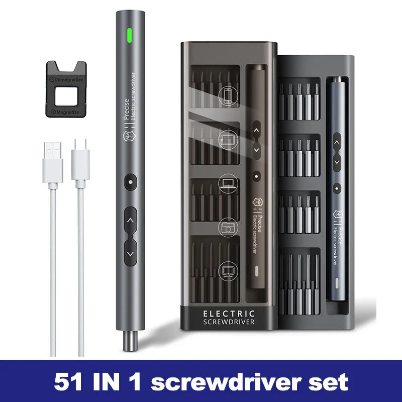 51 in 1 Mini Electric Screwdriver Set Precision Rechargeable Wireless Cordless Kit Magnetic Power Tool Bit for Xiaomi Phone Pen