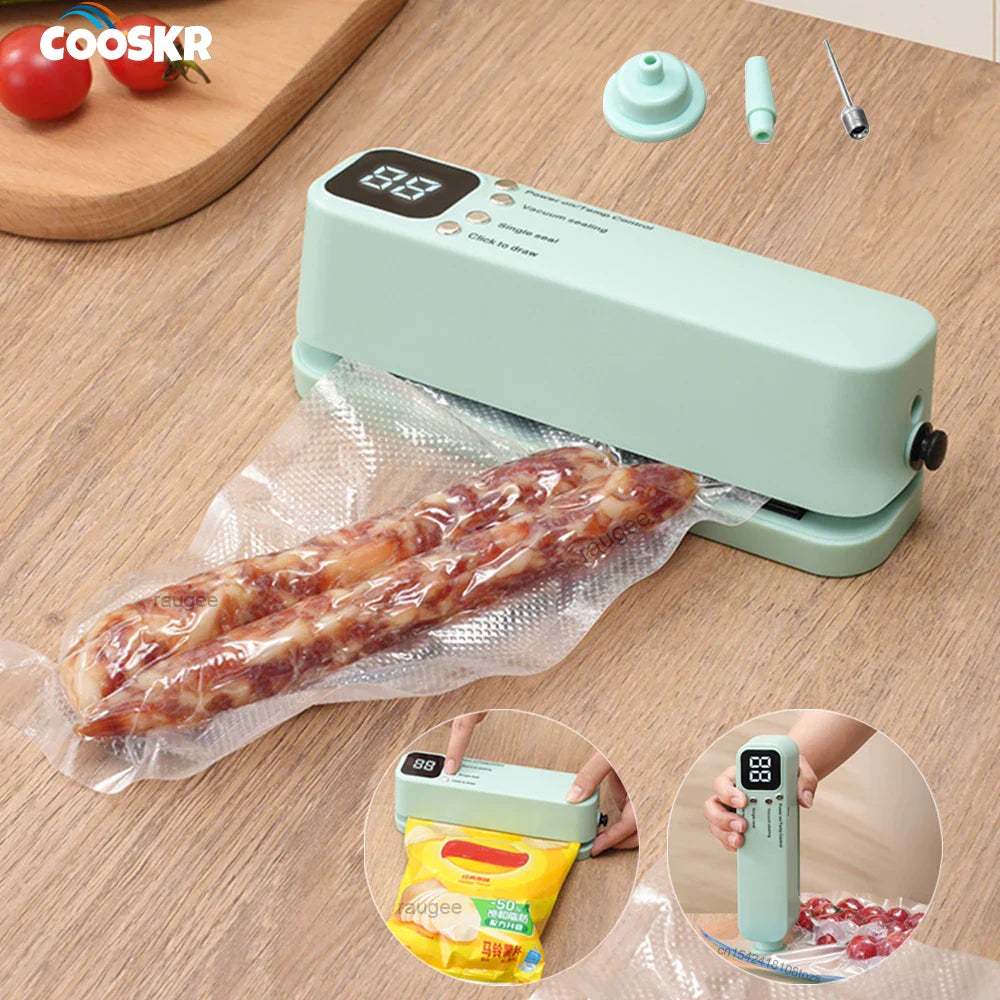 Food Vacuum Sealer USB Rechargeable Package Plastic Bag Mini Heat Sealer Portable Wireless Automatic Food Vacuum Sealing Machine