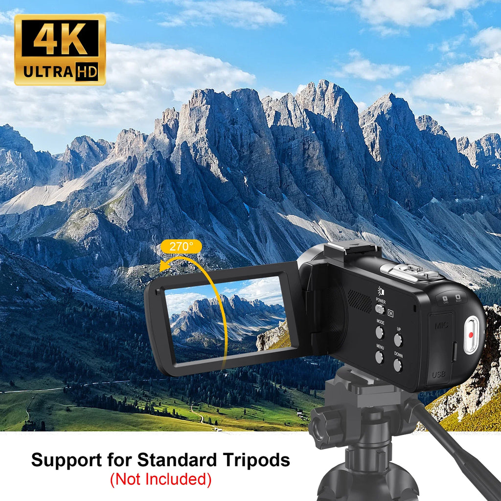 18X 42MP Digital Video Camera 3" Flip Screen 4K UHD Camcorder Wifi Webcam For Youtube Livestreaming Wide Angle Lens Vlog Camera