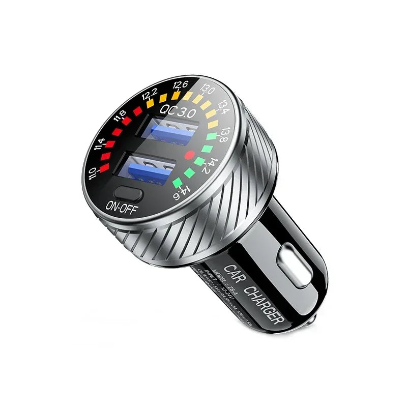 12 24V  With Touch Switch Color Screen Dual USB Car Charger QC 3.0 Waterproof 18W Fast Charging Marquee Light Car Charger