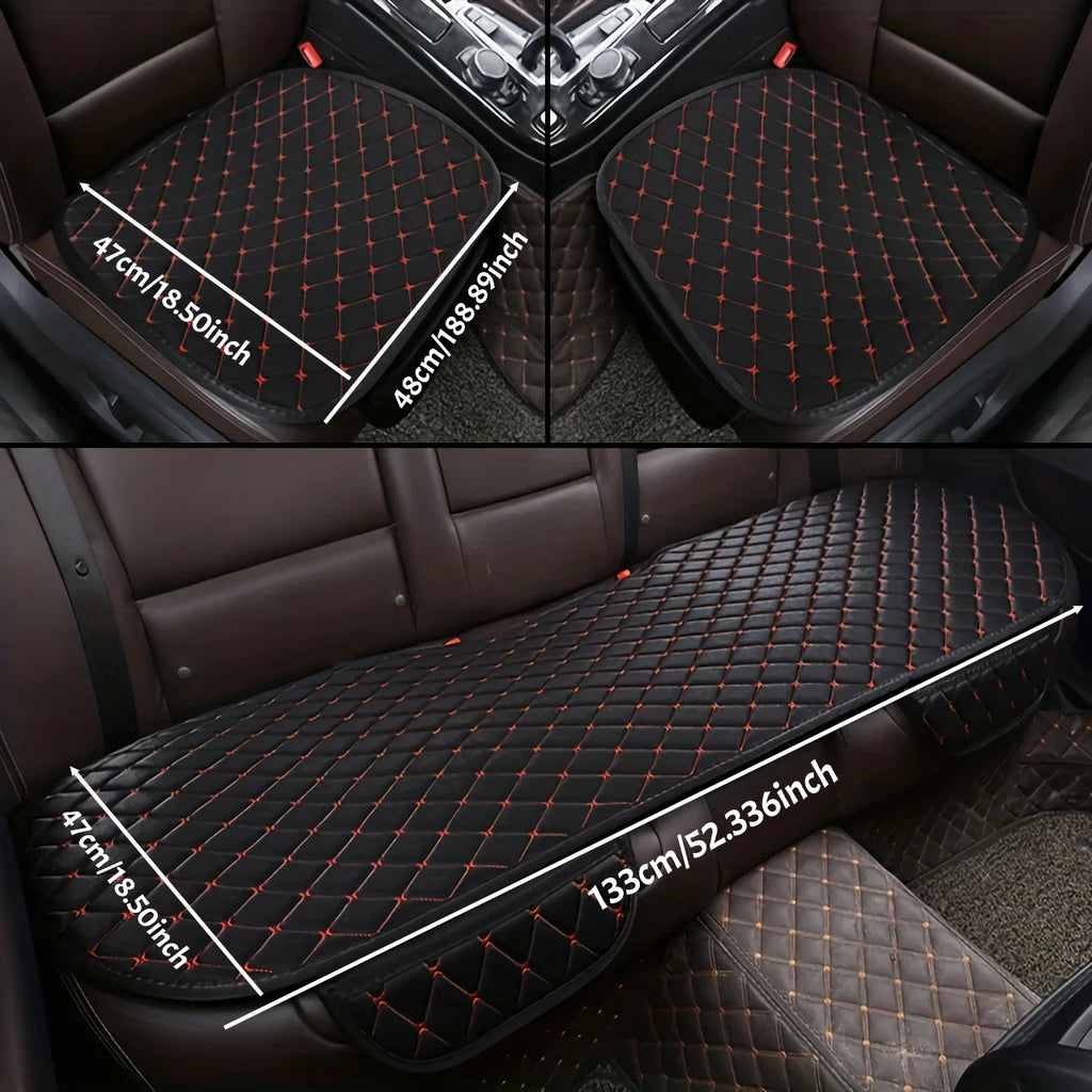 Kcimo 3Pcs Cotton and linen Car Seat Cover Set Universal Car Seat Cover Cushion Car Seat Protector Interior Car Accessories