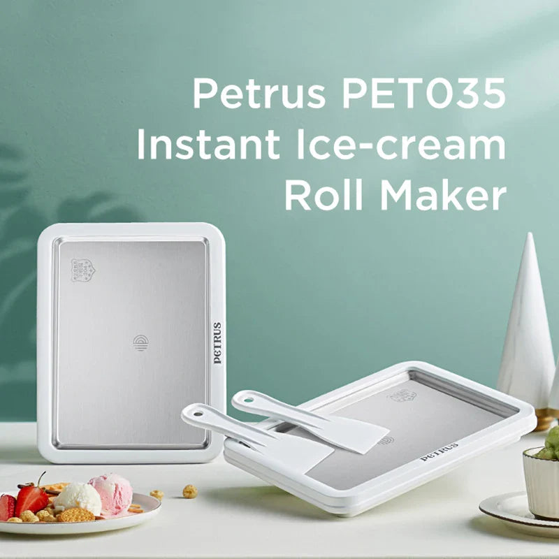Petrus Ice Cream Maker, Ice Cream Roller Plate for Kids Family, Food Grade Stainless Steel, Frozen Yogurt Sorbet PET035(220V)