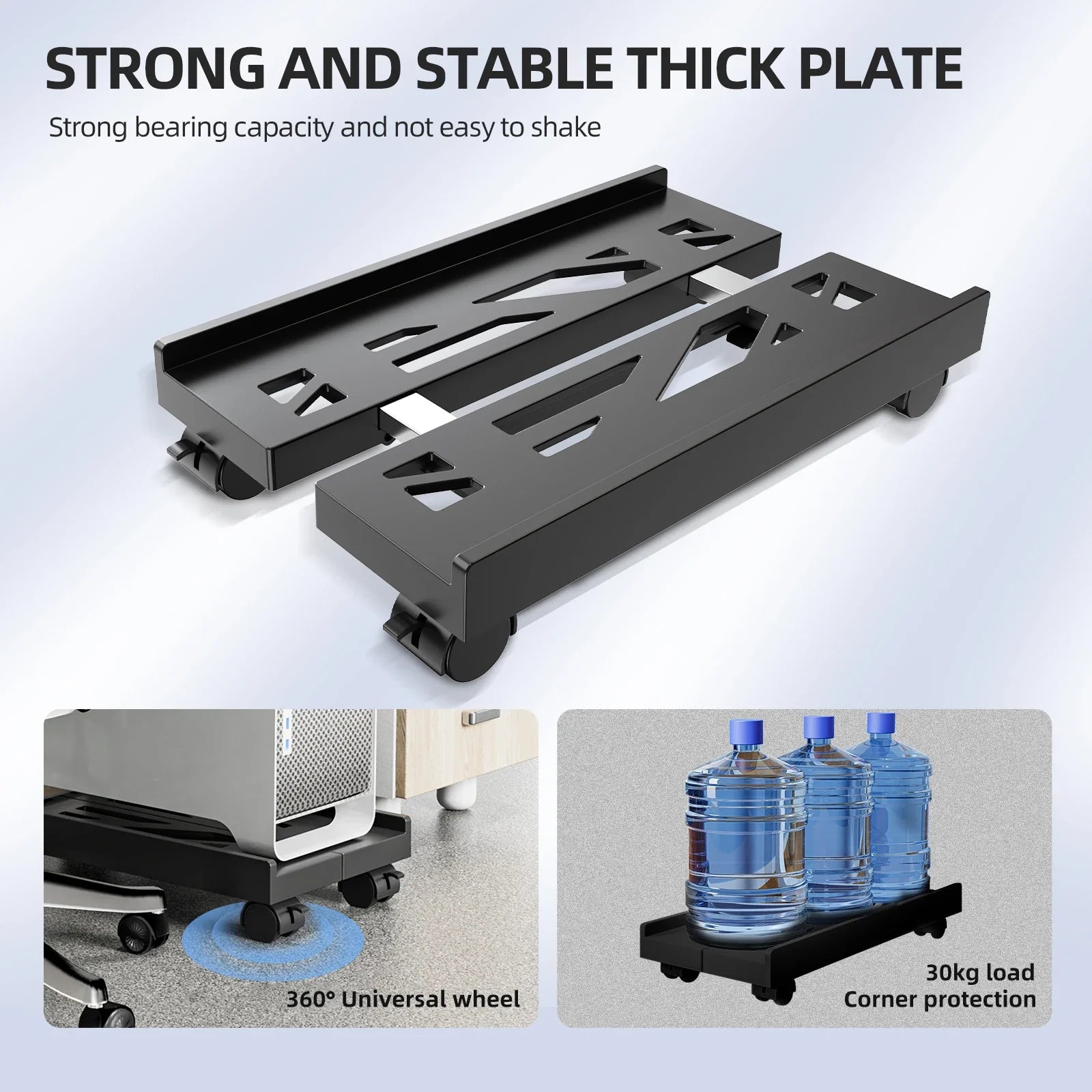 Adjustable Mobile CPU Stand, Ventilated Computer Tower Stand PC Tower Stand with 4 Caster Wheels Fits Most PC, Under Desk Holder