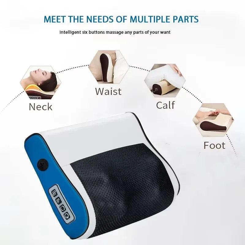 Neck Massager Shiatsu Neck Massager with Heat Electric Back Massager for Shoulder Back Leg Deep Tissue Kneading Massage Pillow