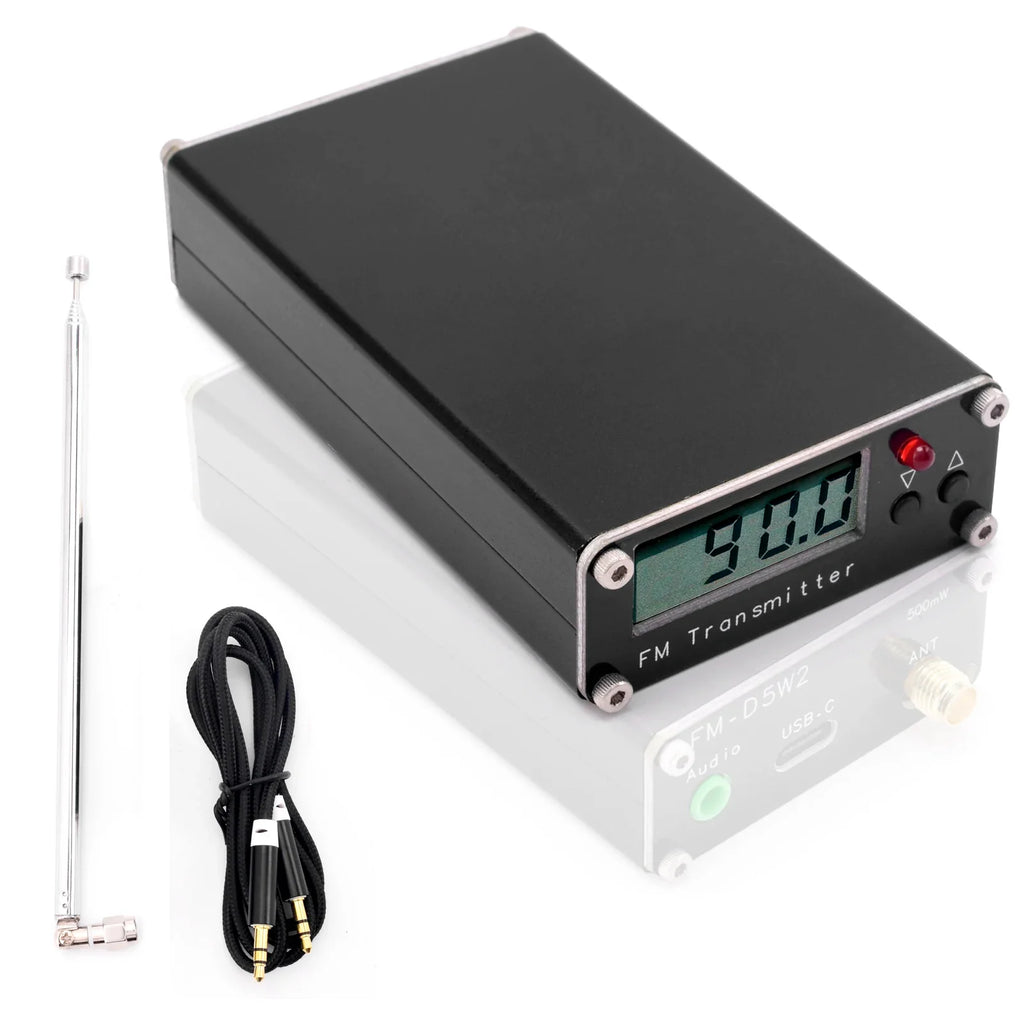 2km 0.5W FM Transmitter 76M-108Mhz Digital Display Stereo FM Transmit TYPE-C USB Churches CAR Radio Broadcast Campus Station