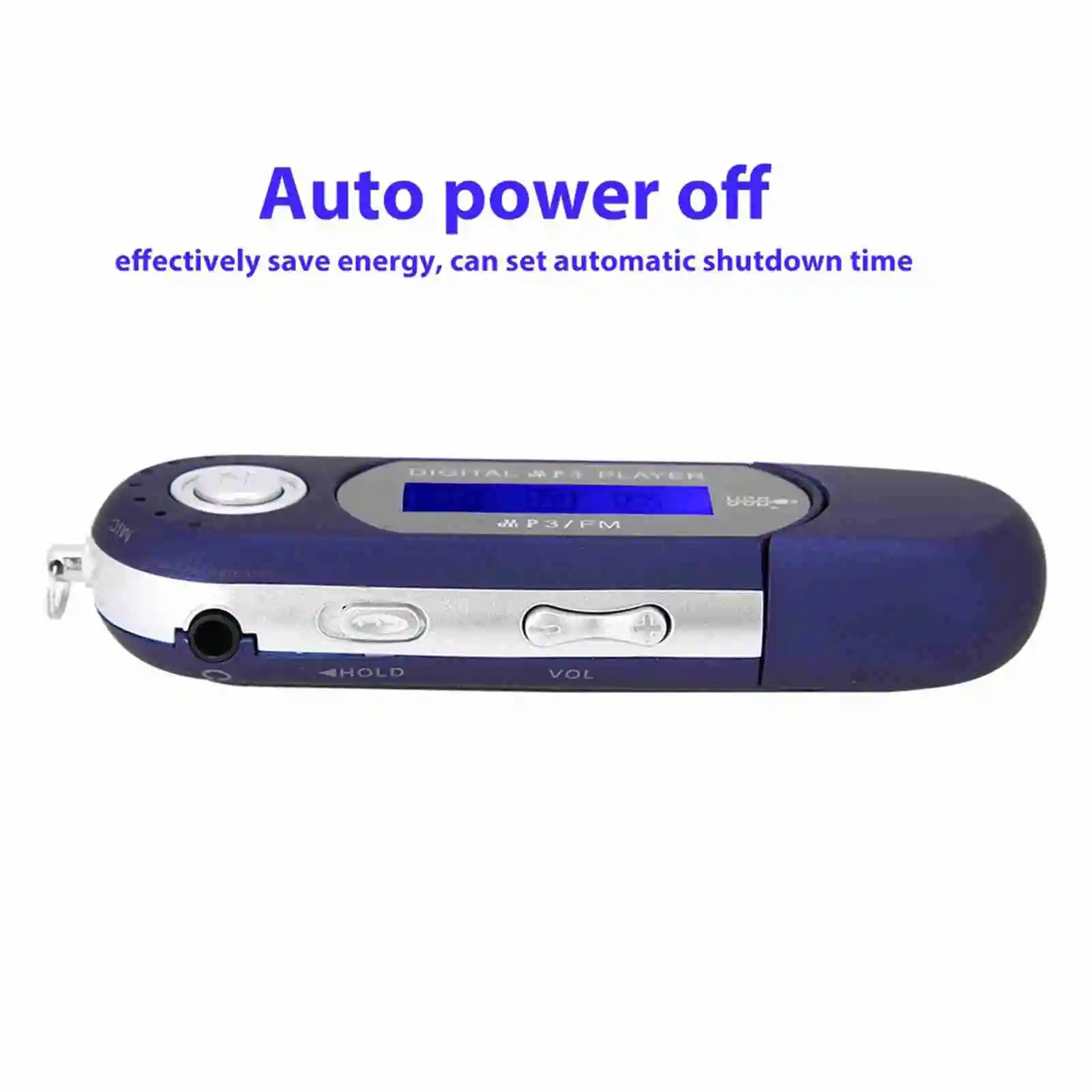 Portable Music MP3 USB Player with LCD Screen Voice  (Black Blue White)