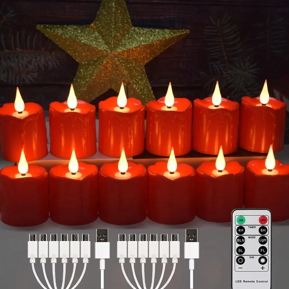 Rechargeable LED Candles Waterproof Flameless Candle with Remote Timer for Home Decor Holiday Wedding Day Tea Candle  Light