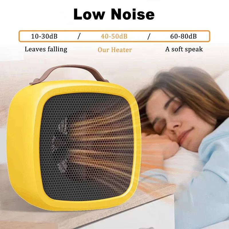 Portable Desktop Fan Heater 500W PTC Household Small Heater Mute Fast Heating with Handle Lightweight Warmer for Bedroom Office