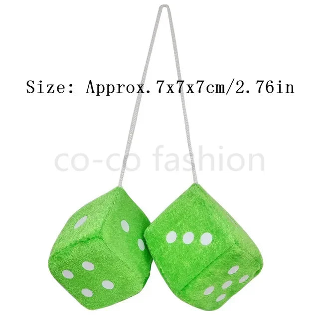 2pcs Plush Dice Toys Velvet Pendants Car Hanger With Suckers Stress Relief Squeeze Cube Fluffy Stuffed Decoration Eid Amagi