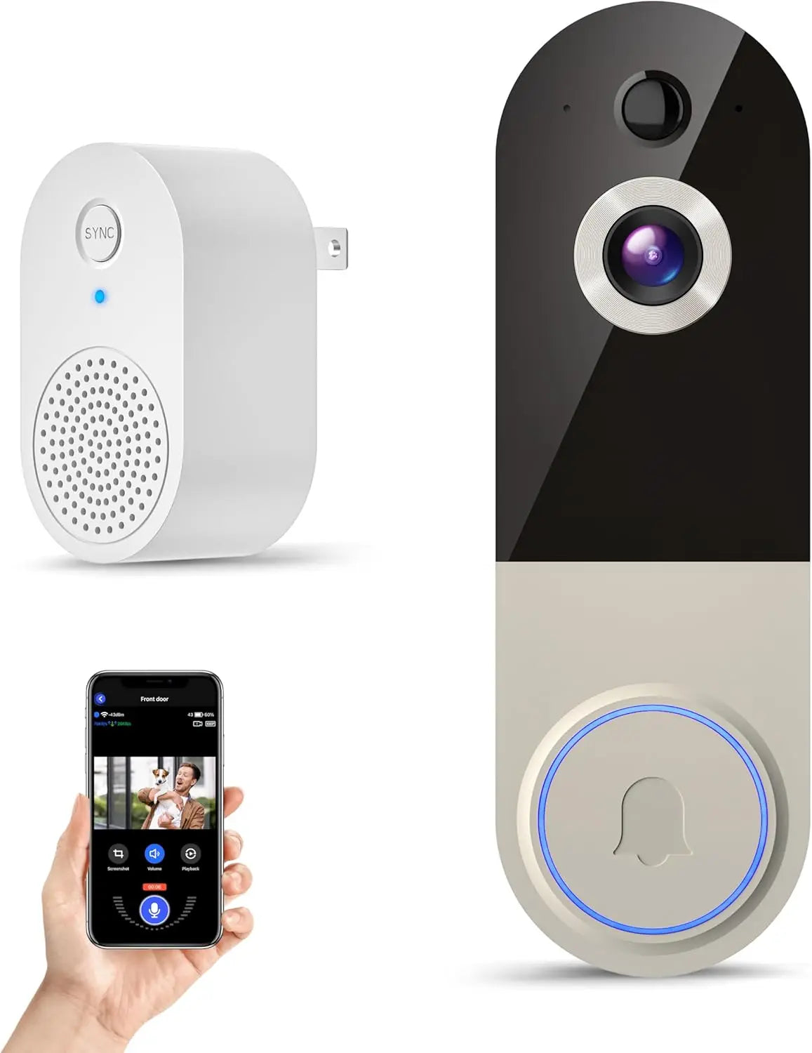 Rechargeable Wireless Doorbell Camera with 1080P, Night Vision, AI Detection & Cloud Storage