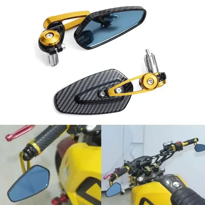Universal Motorcycle Rearview Mirror Carbon Fiber Pattern Handlebar Mirror Modified Inverted Rear Mirror Motorbike Accessories