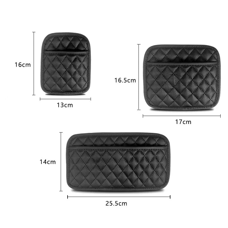 1Pc Car Adhesive Organizers Pocket Bags PU Leather Car Storage Box Collecting Bag For Cards Phone Key Car Interior Universal