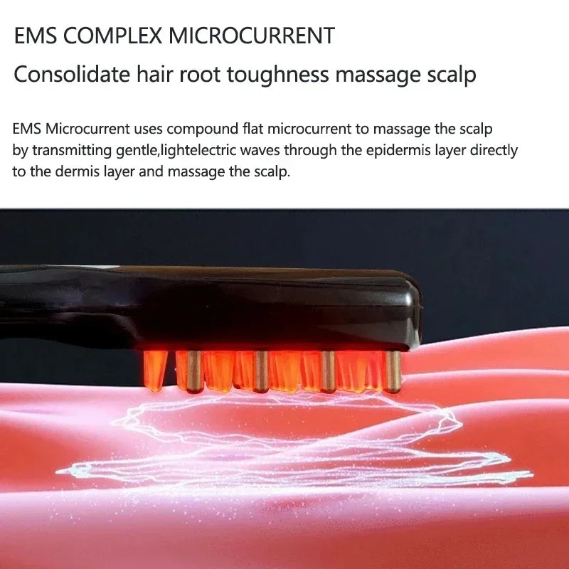 EMS Laser Vibration Scalp Massage Comb Light Therapy Head Stress Relif Massage Comb Anti Hair Loss Anion Spray Hair Growth Brush