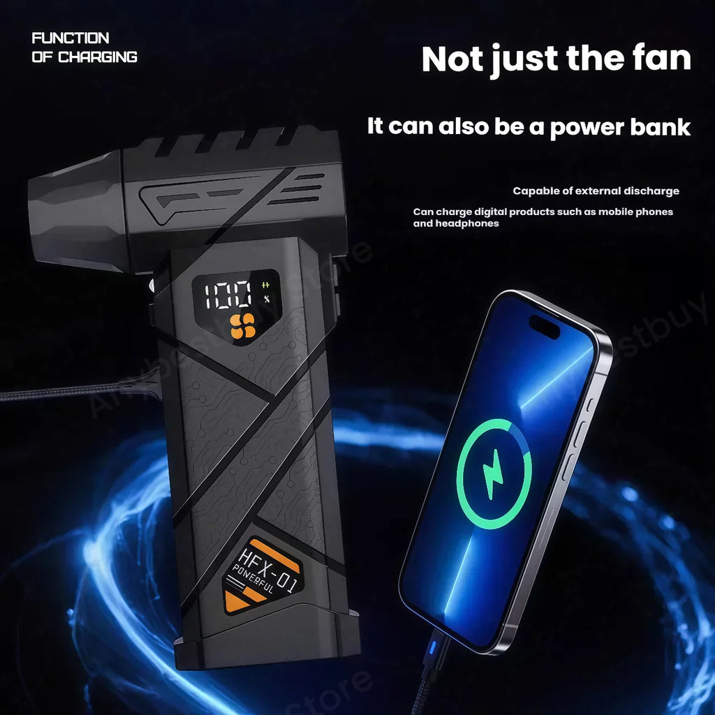 HFX-01 Powerful Turbo Air Blower 380g Blowing Force Strong Airflow Turbo Fan Power Bank Function Wireless Compressed Air Duster