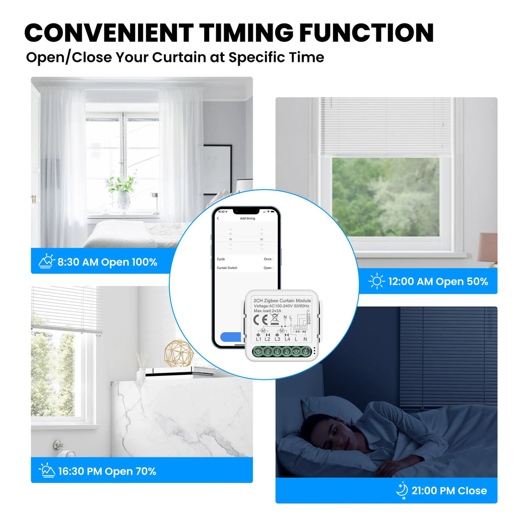 GIRIER Tuya Smart ZigBee/Wi-Fi RF433 Curtain Switch Module for Electric Roller Shutter Blind Motor 1/2CH Works Alexa Hey Google
