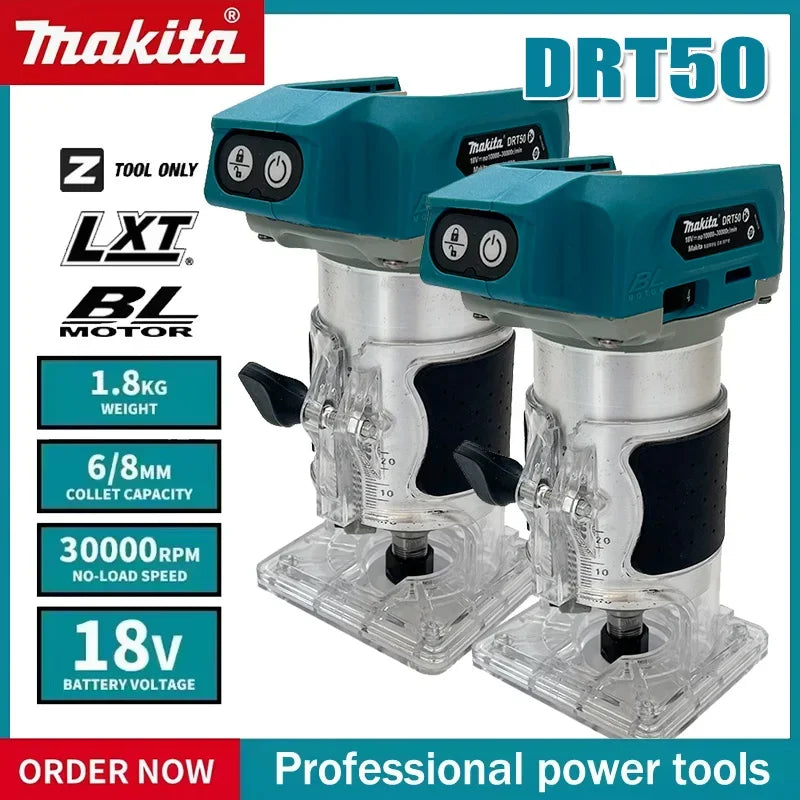 Makita DRT50 Original Cordless Trimmer Rechargeable Trimming Machine Brushless Slotting Tool Milling Woodwork Engraving Machine