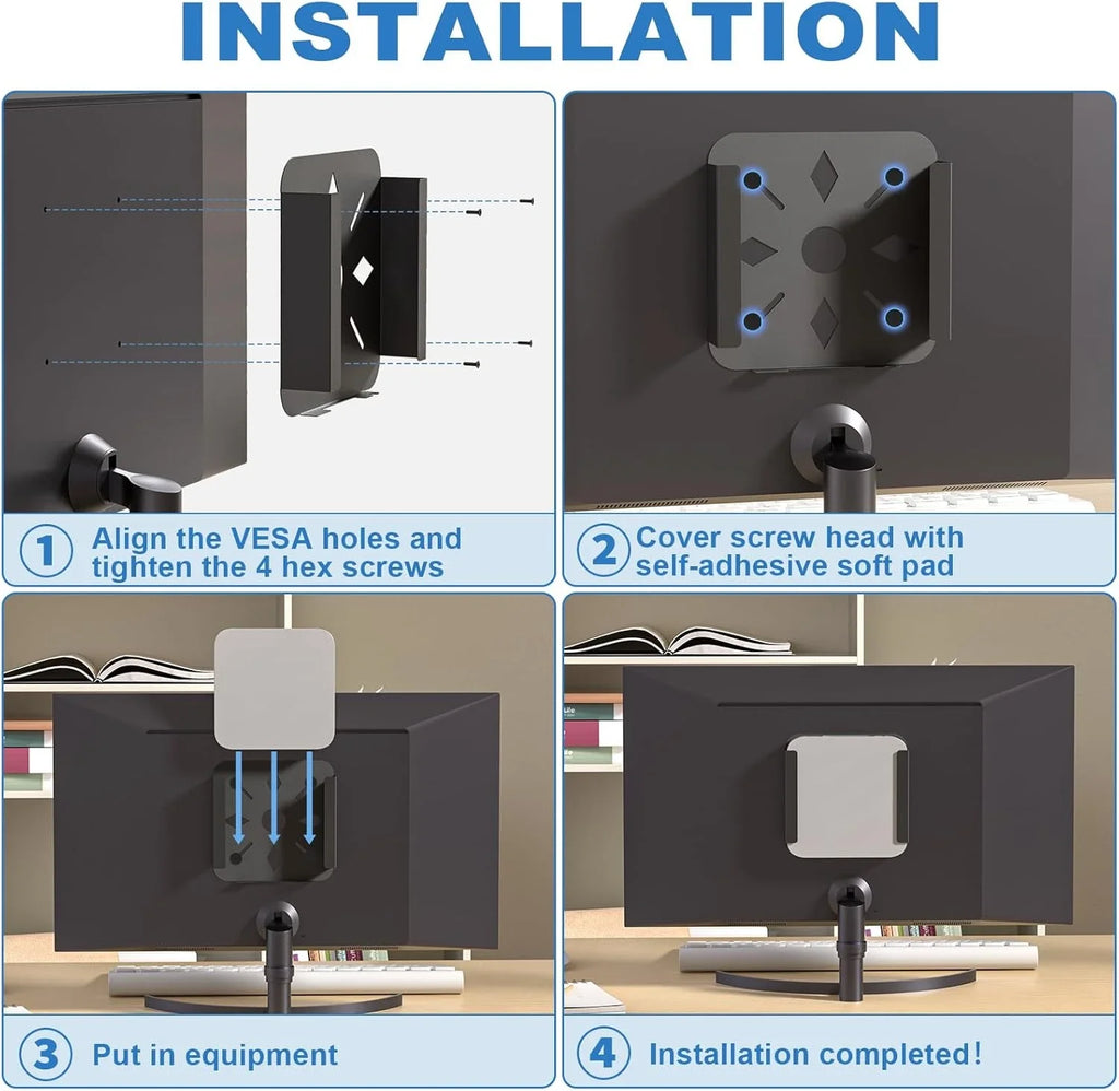 Display Bracket for Mac mini M2 Pro 2024 Under Desk Stand Holder for VESA Connection Bracket For 2010-2023 M2 Pro Wall Mount