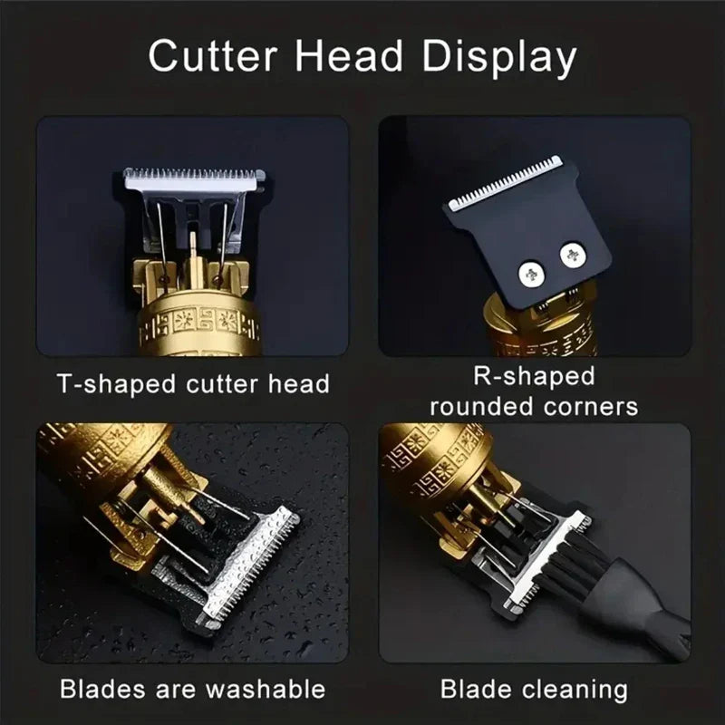 Men's Vintage Hair Trimmer T9 Carving Rechargeable Barber Electric Professional Hair Clipper Beard Trimmer/Metal Haircut Clipper
