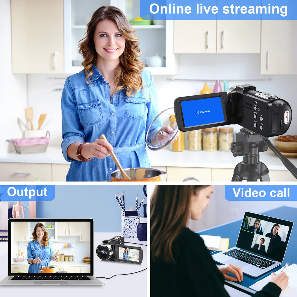 18X 42MP Digital Video Camera 3" Flip Screen 4K UHD Camcorder Wifi Webcam For Youtube Livestreaming Wide Angle Lens Vlog Camera