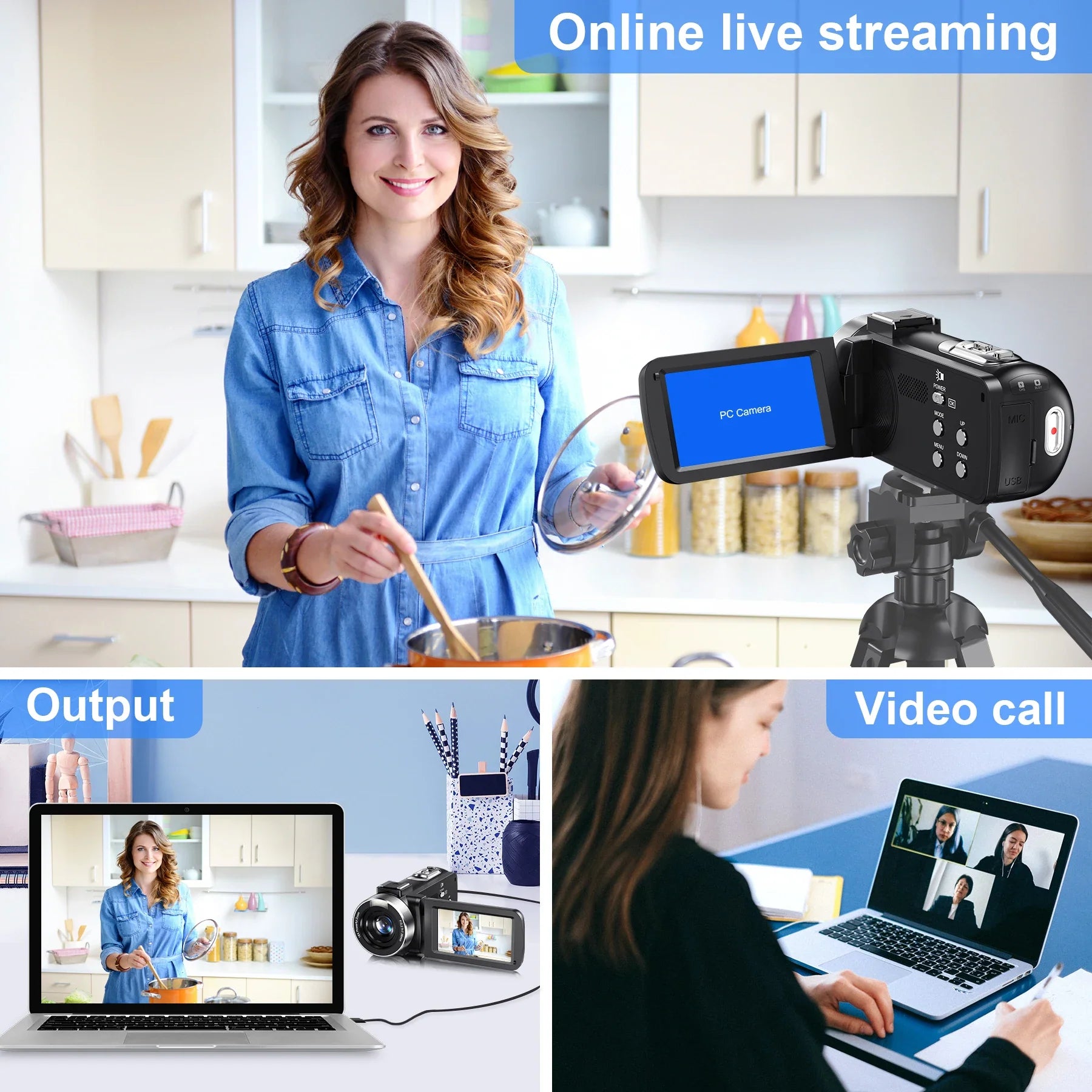 18X 42MP Digital Video Camera 3" Flip Screen 4K UHD Camcorder Wifi Webcam For Youtube Livestreaming Wide Angle Lens Vlog Camera
