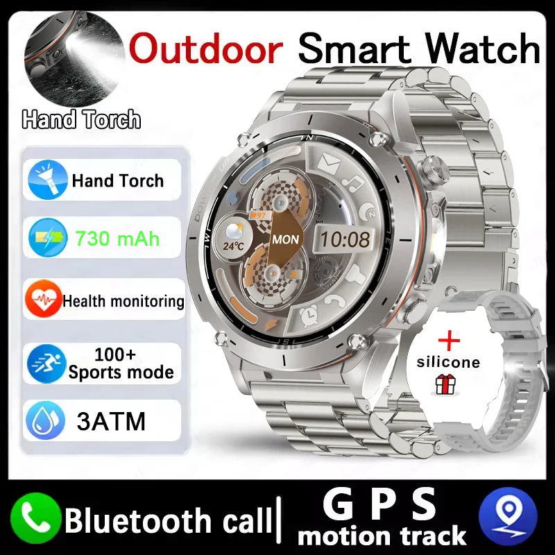 2025 NEW Dual-band GPS Outdoor Swim Sport Smart Watch Men Compass 730mAh Large Battery 10ATM Professional Waterproof Smart Watch